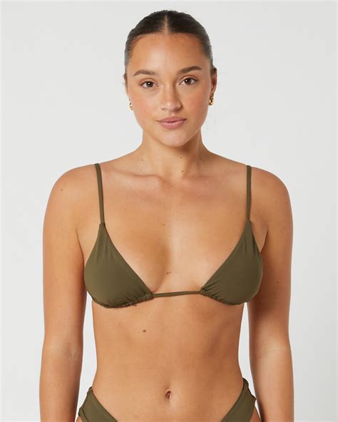 Swell Farra Core Fixed Tri Bikini Top Khaki Surfstitch