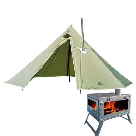 Ft Green Teepee Hot Tent With TSG PLUS Titanium Tent Stove Ft