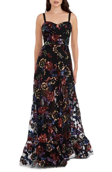 Dress The Population Anabel Sequin Floral Gown We Select Dresses