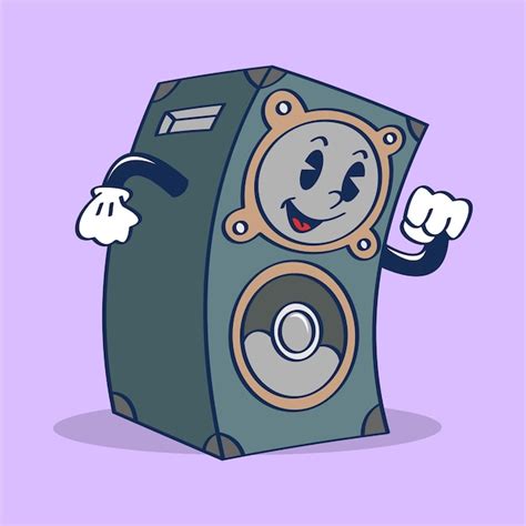 Un altavoz de personaje de dibujos animados bailando con ilustración de