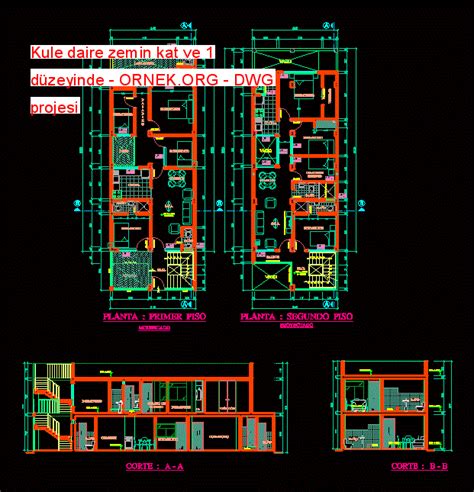 Kule Daire Zemin Kat Ve D Zeyinde Dwg Projesi Autocad Projeler