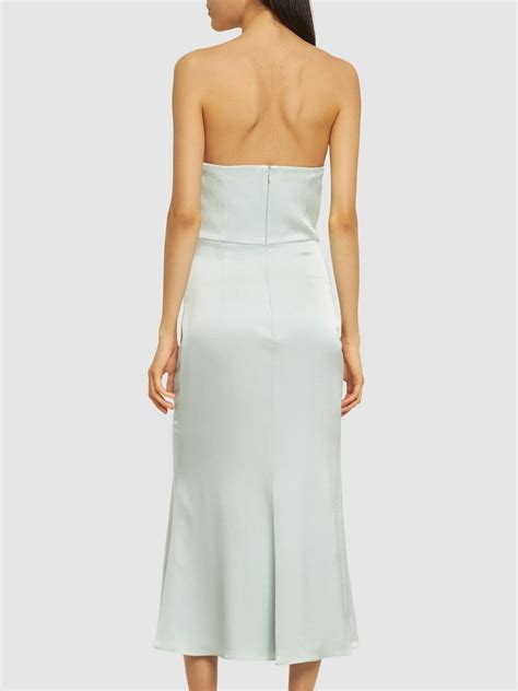 ROLAND MOURET Strapless Satin Crepe Midi Dress Roland Mouret