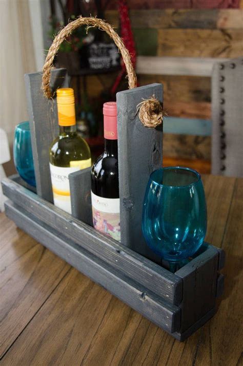 Wood Wine Caddy Wine Carrier Wine Tote Rusic Wedding Gift Etsy Wine