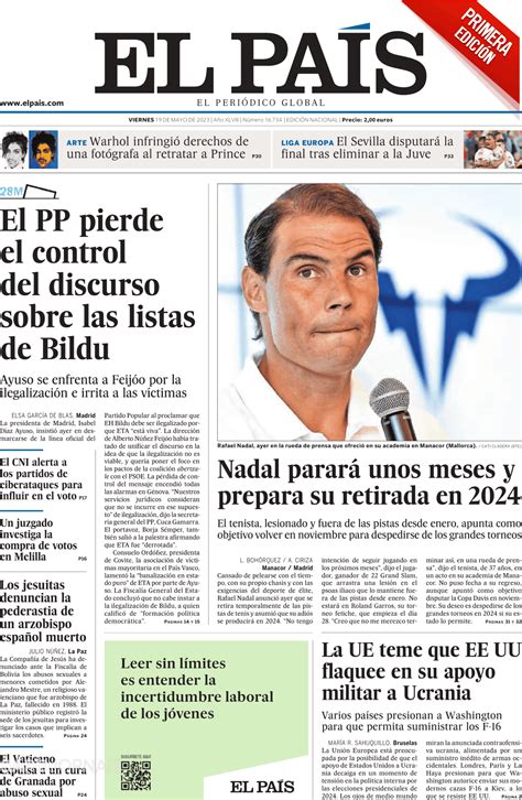 El País 19 mai 2023 Jornais e Revistas SAPO pt Última hora e