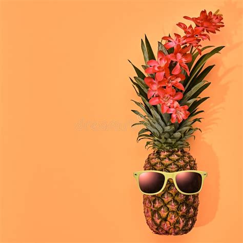 Hipster Pineapple With Sunglasses Against Blue Wood Stock Image Image Of Pineapple Juice