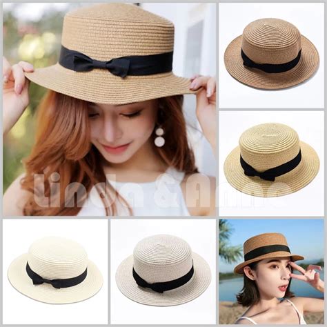 Jual Topi Pantai Jerami Wanita Musim Panas Perlindungan Matahari Aksen