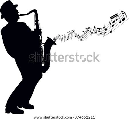 Sax Player Silhouette On The White Backround Stock Photo 374652211 : Shutterstock