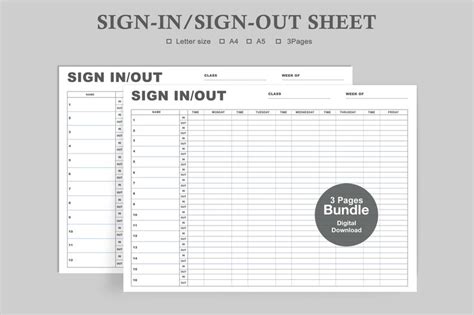 Sign Insign Out Sheet Templatesign In And Out Sheetattendance Sheet