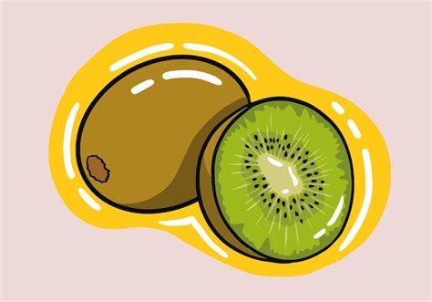 Premium Vector Hand Drawn Whole Juicy Kiwi And Half Green Kiwi Kiwi