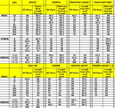 UMBRO SIZING CHART – Pro Sports Group - Umbro