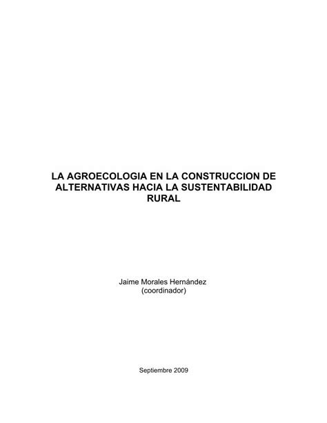 PDF La agroecología en la construcción de alternativas hacia