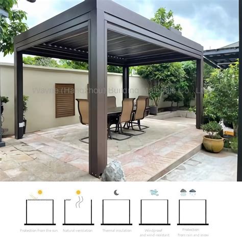 Manual Motorized Aluminum Pergola Aluminium Louvre Roof Pavilion Gazebo Outdoor Home Furniture