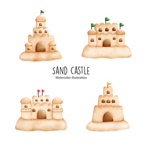 Premium Vector Sand Castle Watercolor Vector Illustration