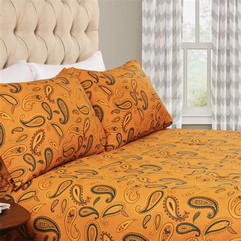 Superior Vintage Floral Paisley And Solid Flannel Cotton Bed Sheet Set