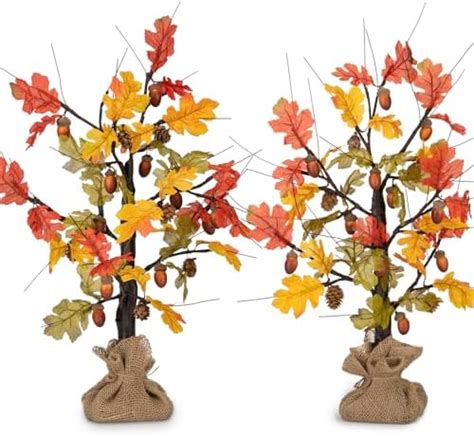 Zsgrowth 2 Pack 24 Inch Lighted Oak Maple Tree Fall