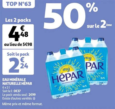 Promo HÉPAR eau minérale naturelle chez Auchan