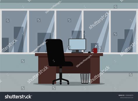 Empty Office Interior Desk Chair Desktop Stock Vector (Royalty Free ...