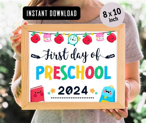 First Day Of Preschool Sign Printable First Day Of Preschool Poster