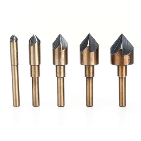 5Pcs Set Industrial Countersink Drill Bit Set 5 Flute 82 Degree Angle