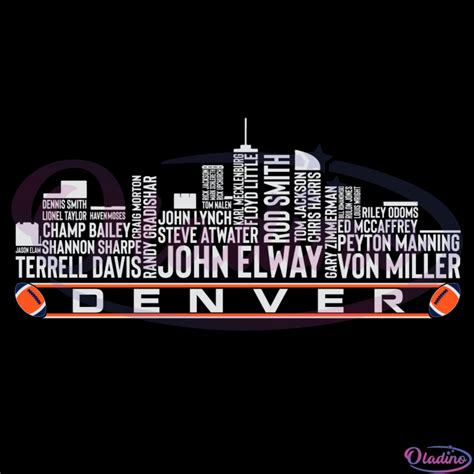 Denver Football Team All Time Legend Svg Digital Denver City Skyline