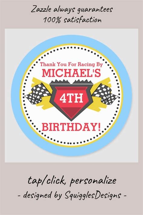 Race Car Birthday Party Favor Stickers Zazzle Race Car Birthday