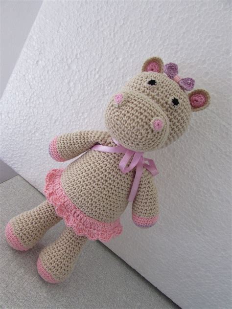 Hipopótamo de crochê menina Amigurumi Elo7 Produtos Especiais