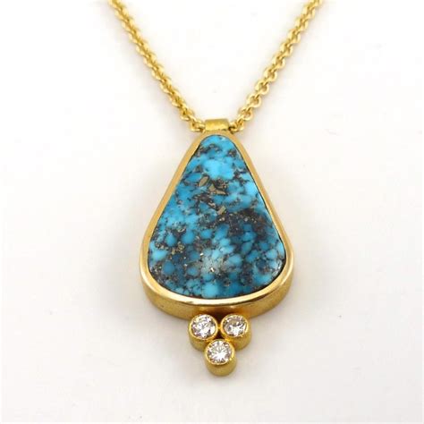 Morenci Turquoise Gold Pendant – Garland's Indian Jewelry