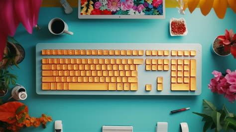 Premium Photo Detailed Perspective Of A Top View Colorful Keyboard