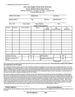 Fillable Online Comal Agrilife Junior Rabbit Show Entry Form Comal