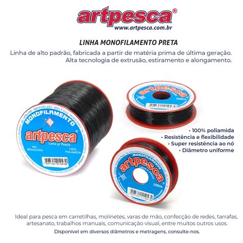 Linha De Nylon Artpesca Mm Preta M Artpesca Artigos Para Pesca