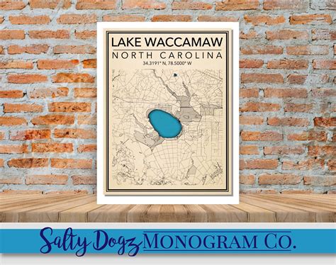 Wall Art Map Lake Waccamaw NC - Etsy