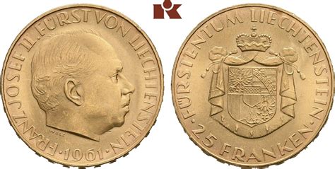 Liechtenstein Franken Bern Franz Joseph Ii Unc