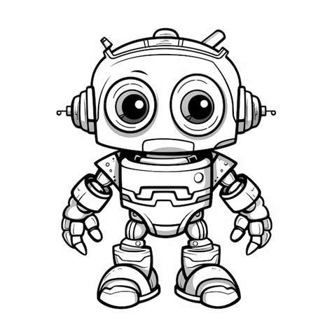 Dibujos animados de robots Ilustración de libros de colorear Personaje