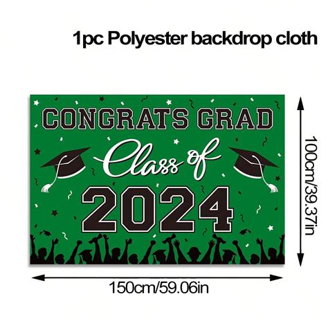 2024 Graduation Theme Photography Backdrop 1pc Congrats Grad Banner Perfect Grad Party