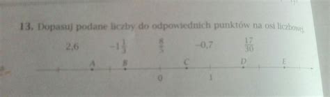 Dopasuj Podane Liczby Do Odpowiednich Punkt W Na Osi Liczbowej Brainly Pl