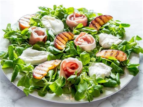 Grilled Peach Burrata Salad With Prosciutto Roses Italian Recipe Book