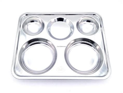 Toffi High Quality Stainless Steel 5-Compartment Divided Food Tray - B6140