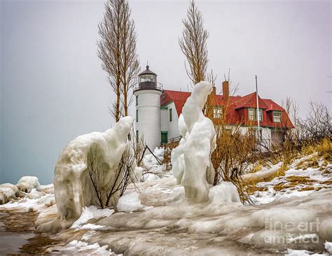 Point Betsie Framed In Ice Photograph By Nick Zelinsky Jr Fine Art