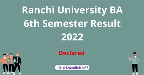 Ranchi University BA 6th Semester Result 2022 Declared