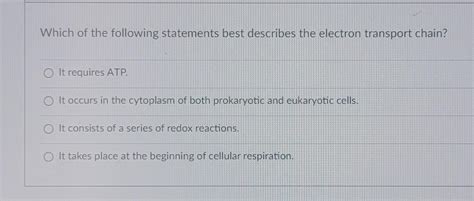 Solved Which Of The Following Statements Best Describes The Chegg