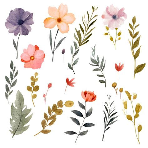 Premium Vector Watercolor Botanical Illustrations Set