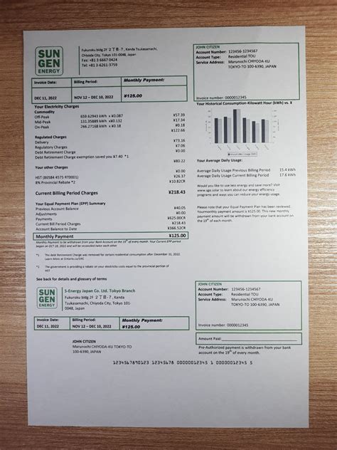 Japan Fake Utility Bill Template