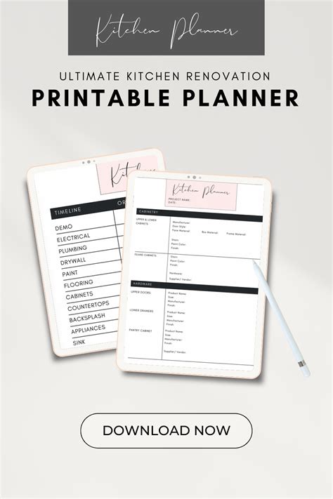 Ultimate Kitchen Renovation Planner Printable