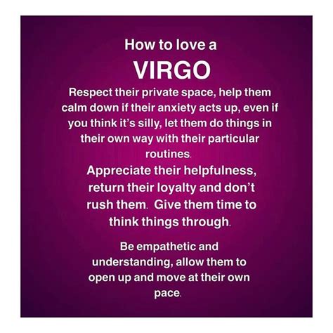 A Poem Written In Purple With The Words How To Love A Virgo On It