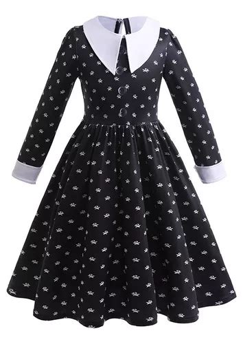 Vestido Disfraz De Wednesday Merlina Adams Addams Para Ni As Meses