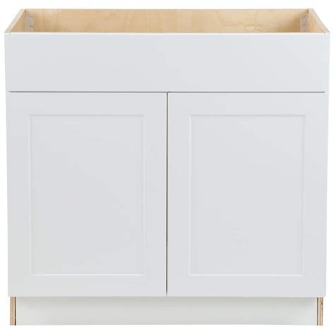 Hampton Bay Cambridge White Shaker Assembled Sink Base Kitchen Cabinet With Soft Close Door 36