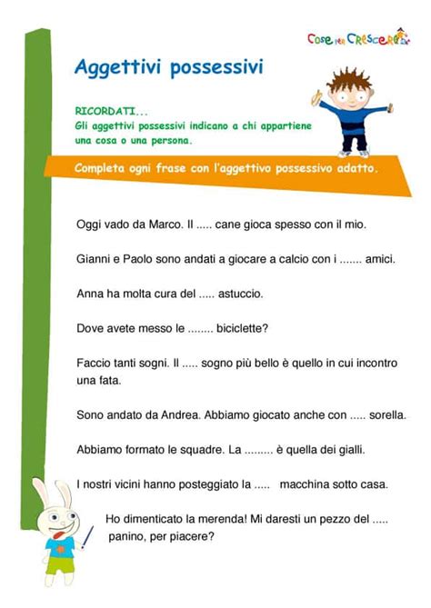 Aggettivi Possessivi Scheda Scuola Primaria