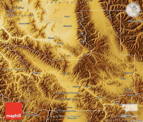 Physical Map of Missoula County