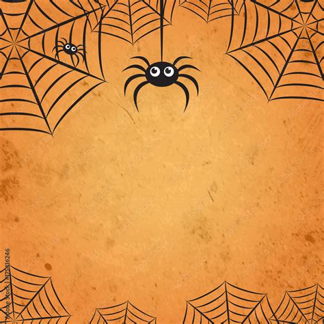 Orange Halloween Spider Web Square Background 1 Stock Vector | Adobe Stock