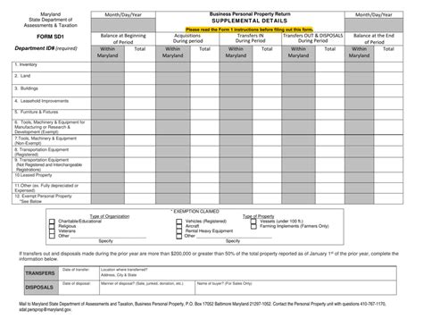 Maryland Personal Property Return Fillable Form Printable Forms Free